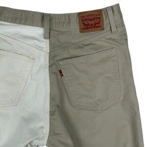 Levi's Ribcage Straight Ankle Two-Tone Tan Cream Colorblock Jeans‎ Size 32 Y2K